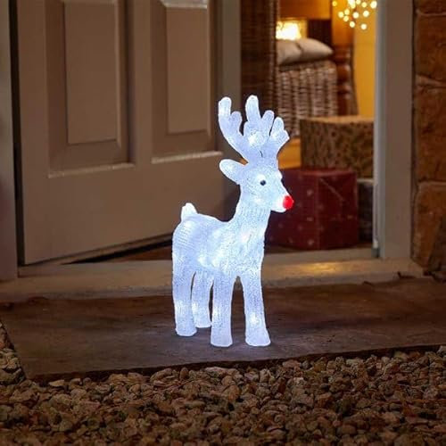 Marco Paul LED-Rentier-Weihnachtsdekoration, batteriebetrieben, Hirsch mit Auto-Timer, beleuchtetes Ornament für drinnen und draußen, Haus und Garten, Weihnachtsdekoration