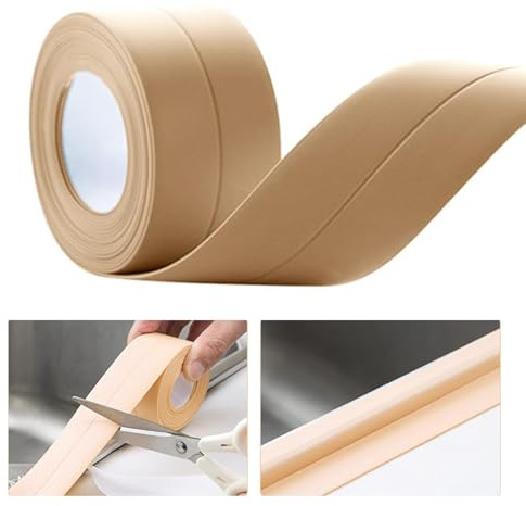 Wannendichtband Selbstklebend 3.2M Fugendichtungsband, Dichtungsband Dusche PVC Selbstklebend Flexibles Dichtband Toilette wasserdicht selbstklebende Streifen für Küchen und Badezimmer Toilett