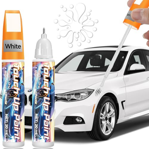 AstraVox Rimuovi Graffi Auto 2 Pezzi, 2-In-1 Ritocco Vernice Auto, Penna Ritocco Carrozzeria Impermeabile e Antiruggine, Per Riparare Graffi Carrozzeria Su Biciclette e Moto (Bianco)