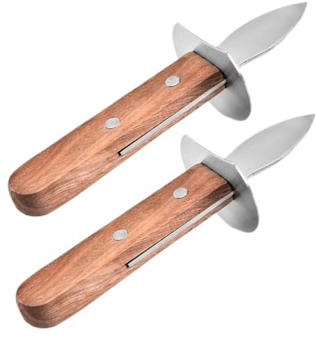 MAGICLULU 2St Austernmesser aus Edelstahl Austernöffner-Werkzeug rostfrei Meeresfrüchte-Shucker Schälmesser Oyster Shucker Seashell Opening Tool Edelstahlschneider Küchenwaren Holz