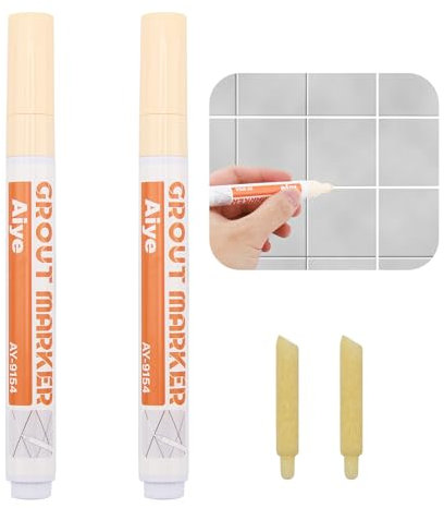 2pcs Pennarello per Fughe Piastrelle, Penne Riparazione con Punta di Ricambio, Pittura Pennarelli Riparare, Stuccare Sigillante Penna, essere utilizzato per Ripristina Giunti Bagno Cucina