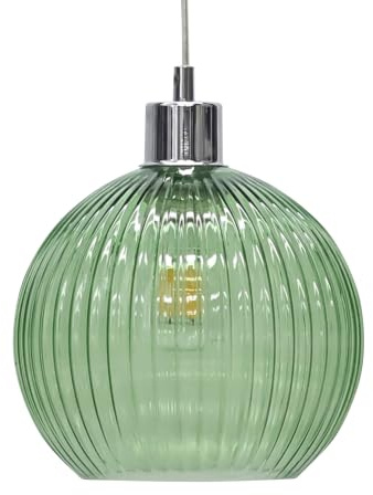 Betchley - Green Ribbed Glass Globe Easy Fit Pendant Shade