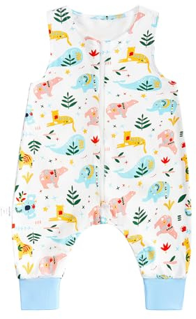 WYTbaby baby baby sovsäck med fötter 0,5 TOG ärmlös sommarsovsäck med fötter 100 % bomull unisex baby sovsäck för pojkar och flickor, blå, 90cm/3-4 Jahre
