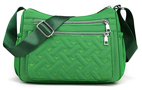 YUESITE Damen Kleine Umhängetasche mit mehreren Taschen | Gesticktes, Leichte, Wasserdichte Nylon, Crossbody Bag, Kleine Handytasche, für Alltag, Einkaufen, Reisen