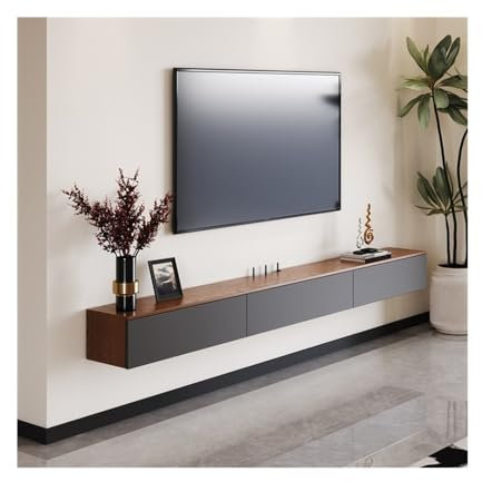 Mesa de TV Moderno centro de entretenimiento con consola de TV montada en la pared con puerta abatible, soporte for TV flotante estrecho con 2 cajones for sala de estar y dormitorio Mueble para Salón(
