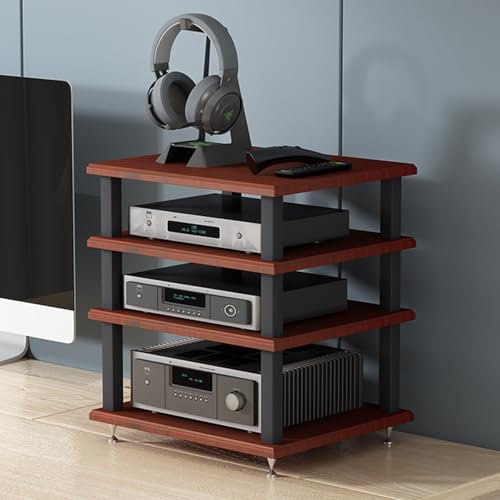 Genérico Estante esquinero de 4 Niveles para Medios audiovisuales, Soporte para Audio y vídeo, Mueble para Consola de Videojuegos, Estante de exhibición, Tocadiscos, Receptor estéreo para Sala de jue