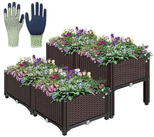 JQslycdmv Jardinera Elevada con Patas Y Sistema De Riego Automático para Flores Y Verduras, Ideal para Uso En Interiores Y Exteriores.