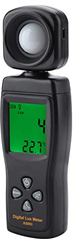 KIMISS Digital Luxmeter, AS803 Mini -LCD -Display Luxmeter in Momerometermesser Messgerät –10~60 ℃ 200000 Lux Handheld 10~50 ℃