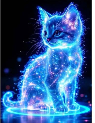 Qianbaiuk Katze Diamond Painting,5D Katze Diamond Painting Erwachsene,Diamant Painting Kits für Geschenk und Home Wand Dekor(12x16 Zoll)