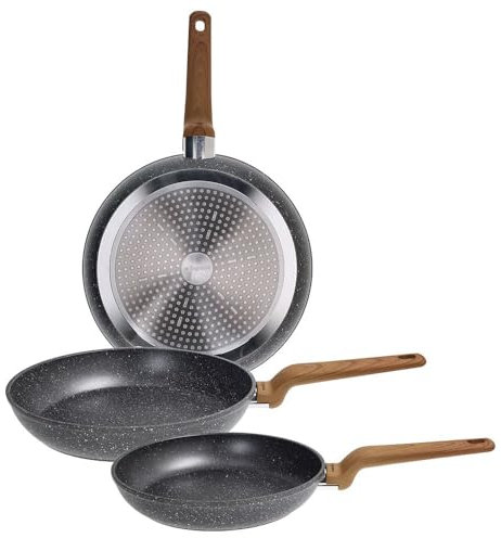 Tognana Set 3 Padelle Cm 20/24/28 Wild Stone Alluminio Grigio