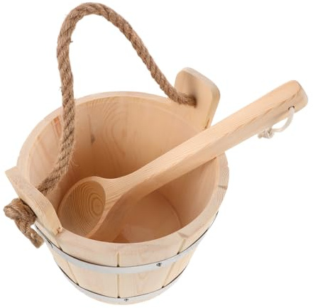 Sosoport Seau pour Sauna avec Louche Incluse à Haute Température Accessoire Polyvalent pour Spa et Arrosage de Jardin Set Complet pour Relaxation Hammam