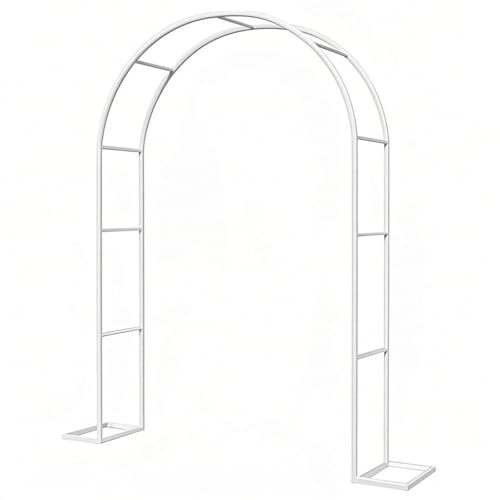Enrejado de arco de metal resistente al óxido, cenador de jardín resistente a la intemperie para plantas trepadoras, perfecto para bodas y fiestas de novia, elegante diseño blanco (200 x 250 cm)