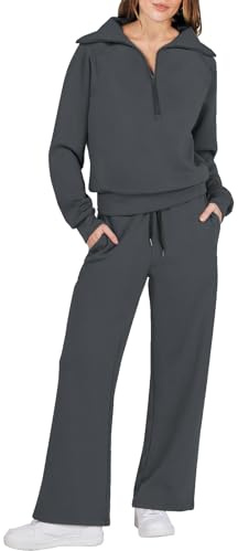 Generico Tuta Donna Maglione Collo Rotondo e Pantaloni con Lacci Elegante Casual Moda Completa Autunno Inverno Comode Maglione Maniche Lunghe Pullover E Pantalone Tute Casa Invernale Curvy Tuta