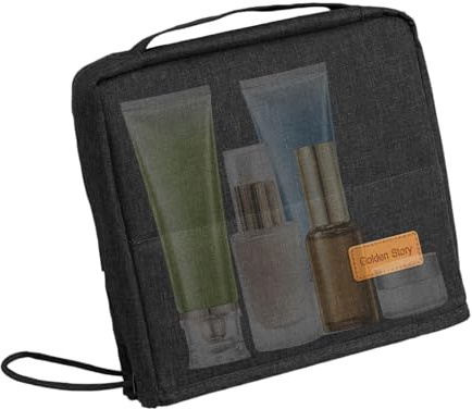 Stand Up Cosmetic - Vertikal organiserare för kvinnors skönhet | kapacitet blixtlåsfodral med fack, reseförvaring för spegel smycken tillbehör skola badrum sminklägenhet, Svart, Refer to