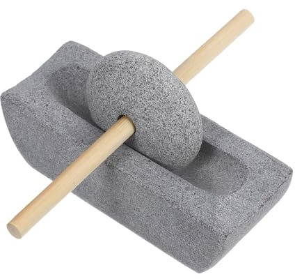 Angoily Molino de Piedra Manual de 12 Cm, Triturador de Especias y Té Tradicional, Molinillo de Mano para Cocina y Café, Amoladora Manual Compacta para Granos y Condimentos