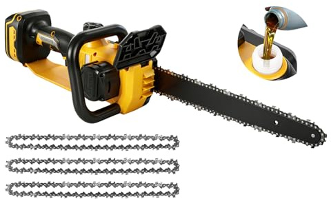 Akku Kettensäge 30 cm (12 Zoll) kompatibel mit DeWalt 20V, Bürstenloser Motor 1200W - Werkzeuglose Kettenspannung, Auto-Öler & Kettenbremse - 3 Sägeketten, für Garten & Baumpflege (ohne Akku)