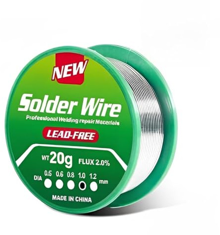 ZILZUFA Fil d'Étain à Souder sans Plomb 1,0 mm, 20g Étain de Soudure avec Noyau de Colophane Sn99.3 Cu0.7 pour Réparation Électronique et Bricolage, Haute Conductivité et Fusion Rapide
