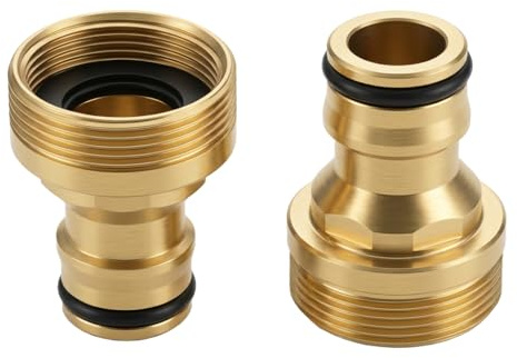 2 Piezas Conectores Unidades de Cocina 22-24mm, Adaptador Grifo Manguera de Latón, Acoplamiento Rápido para Cocina, Baño, Jardín y Lavadora Adaptador Manguera Grifo | Material Latón