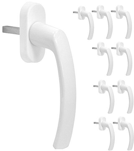 SILISTO Fenstergriff Stiftlänge 38mm, 10 Stück, weiß RAL 9016,Typ Colonia Aluminium-Druckguss - inkl. 5x45mm Schrauben