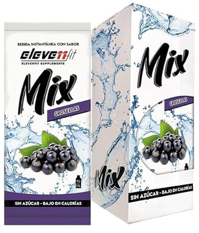 Eleven Fit Mix Instantáneo Sabor Grosellas | Prepara 1.5L de Bebida Saludable, Sin Azúcar y Baja en Calorías | Ideal para Mezclar con Agua y Mejorar tu Dieta | Caja de 12 Sobres