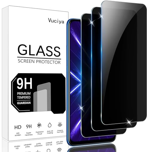 Vuciya 3-pack integritetsskydd för Honor 9X / Honor 9X Pro härdat glas, 9H skyddsfolie anti-spy armour skydd