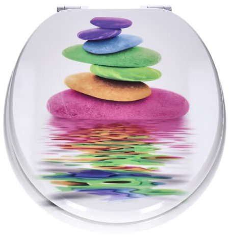 TP WC-Sitz mit Absenk-Automatik und Motiv, Soft-Close-Funktion, Toiletten-Deckel mit Holz-Kern, ovale O-Form, EU-Größe, bis 120 kg, rostfreie Scharniere, einfache Montage, universal passend