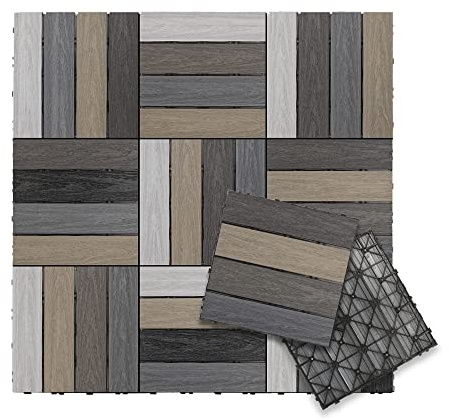 NewTechWood UltraShield Naturale 1 ft. x 1 ft. Quick Deck Outdoor Composite Deck Tile in Mixed Gray (10 sq. ft. per Box)