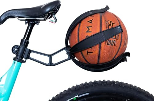 KIK BALL, Porta Pallone da Bicicletta, Dispositivo per la Sicurezza di Bambini e Ragazzi, Supporto di Facile Applicazione, Adatto a Palloni da Calcio, Pallvolo, Basket e Rugby, Colore Nero