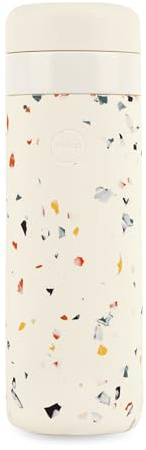 W&P Porter Insulated Bottle 20 oz | Clean Taste Ceramic Coating for Water, Coffee, & Tea | Wide Mouth Vacuum Insulated | Dishwasher Safe, Cream Terrazzo, WP-PCB20-TZCM