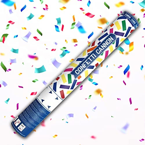 Canon Shoot Confettis à rayures multicolores, tube tirant à air comprimé rectangles de couleur pour mariage, remise de diplôme, Nouvel An, fête, S. Valentino - 40 cm