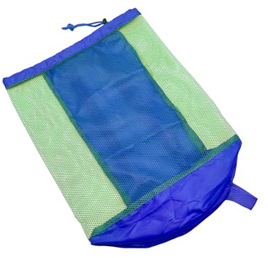 sac de rangement pour jouets de plage, sac à dos pour accessoires de plage, en filet pliable, pour jouets de sable et bain (bleu)