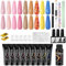 VANREESA Gel Ricostruzione Unghie, 9 Colori 15ml Set Unghie Gel Ricostruzione, Set Ricostruzione Unghie con Base e Top Coat Soluzione Slip Kit Manicure per Principianti Regalo per Donne