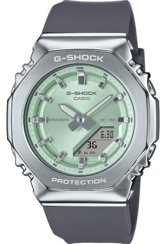 Casio G-shock - Orologio Uomo Al Quarzo Sportivo Cinturino In Silicone Grigio Cassa In Resina Quadrante Analogico-digitale Verde - GM-S2110-3AER