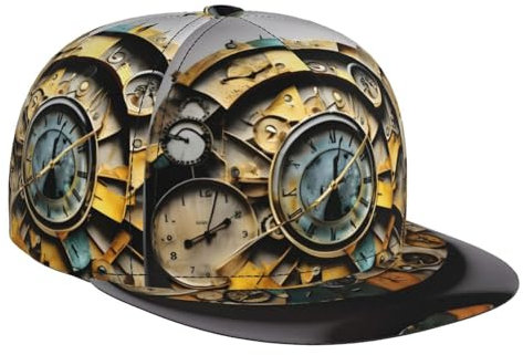 Gorra de béisbol con impresión artística de reloj, gorra clásica para hombre y mujer, perfecta para deportes, viajes y actividades al aire libre, color negro, Negro -, talla única