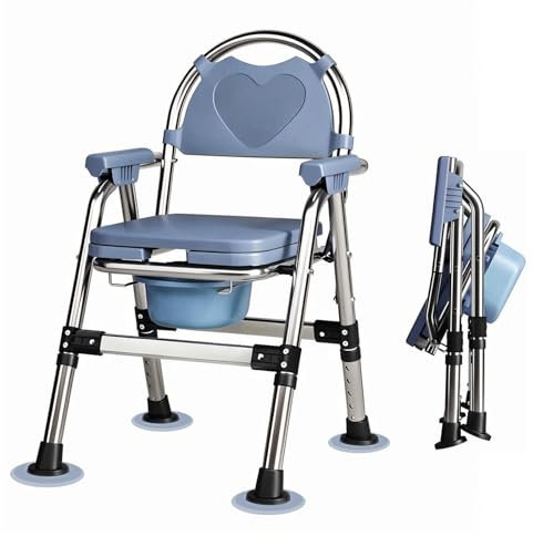 CYHWQ Silla de inodoro plegable con altura ajustable, WC para personas mayores con orinal desmontable y cojín, adecuado para personas mayores, discapacitadas, embarazadas y heridas,Carga útil 200 kg