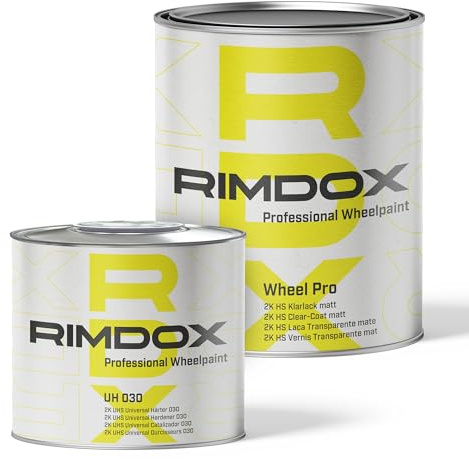RIMDOX - Felgen Klarlack | 2K- High-Solid | 1L Klarlack Wheel Pro matt + 0,5L Härter | kratzfest, transparent, wasserfest, benzinresistent | 100% Made in Germany