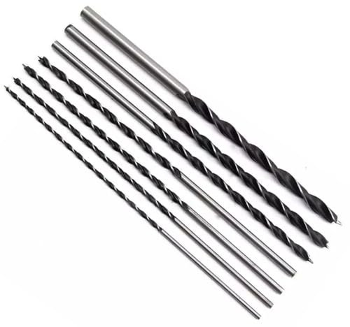 7-Piece Extra Long Wood Drill Bit Set (4mm-12mm x 300mm) Silver Finish Fits Most Drills Includes Storage Case