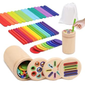 Montessori leksak från 1 år, 3-i-1 träleksak från 1 2 3 år, Montessori trä småbarn leksak sensorisk barnleksak motorikleksak baby pedagogiska spel gåva flicka pojkar