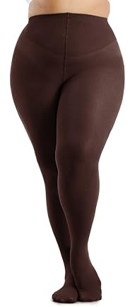 Seidiva Medias Talla Grande Mujer Curvy Cintura Alta 80 Denier, Pantimedias Tallas Plus Coloridas Opaca Ultrasuave, Marrón 4XL