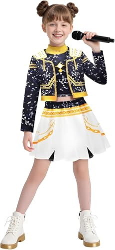 Disfraz de uso general, disfraz de cosplay de cantante, adecuado para que las niñas lo usen en Halloween, carnavales de cumpleaños y presentaciones de música pop.
