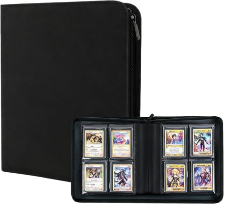 Álbum de para Cartas, 20 Páginas 160 Hojas, Álbum de Colección de Cartas 4 Bolsillos, Archivador de Tarjetas Coleccionables, Carpeta de Tarjetas con Cremallera, para Sellos, Tarjetas de Visita