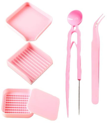 DAGLLGEW Sicherungsperlen-Set, 6-in-1, praktische Bastelwerkzeuge, Kunststoffpinzette mit Schaufel und Ausrichtungsschale für Kinder und Erwachsene, Bastelwerkzeuge, Perlenpinzette für