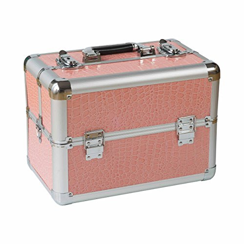 N&BF Kosmetikkoffer Schminkkoffer Klein in Pink - Abschließbarer Alu Beauty Case & Nagelkoffer Leer - Make Up Organizer Koffer für Mädchen & Damen - Ideal als Nageldesign Koffer & Schmuckkoffer