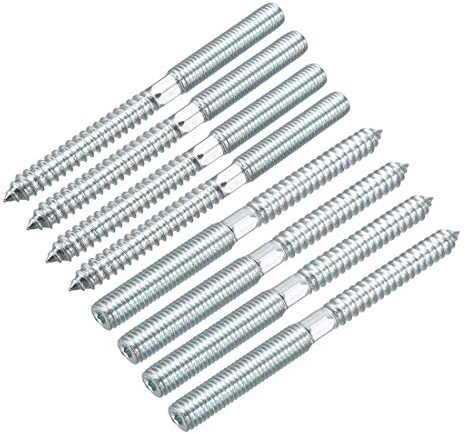 sourcing map M10 Stockschrauben, Länge 117 mm, Doppelkopfschrauben, selbstschneidende Schraube, 10 mm, Holzgelenk, Möbelbeine, 8 Stück