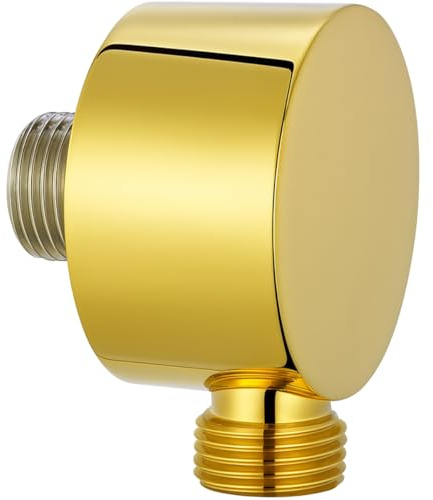 Daloual - Wandanschlussbogen Anschluss für Brauseschlauch aus Messing mit vergoldeter Oberfläche - Wandanschluss 1/2 Zoll gold, Schlauchanschluss Dusche