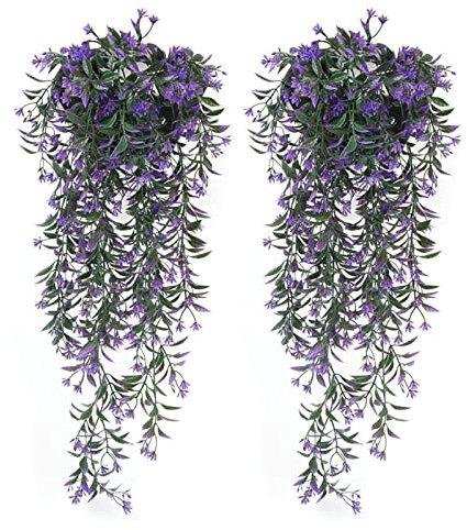 MJARTORIA 2 PCS Artificial Ivy Garland Fake Flowers Wisteria Hanging Vine Plants Drooping Plants Wall Hanging for Garden Home Hanging Basket Decoration Outdoor