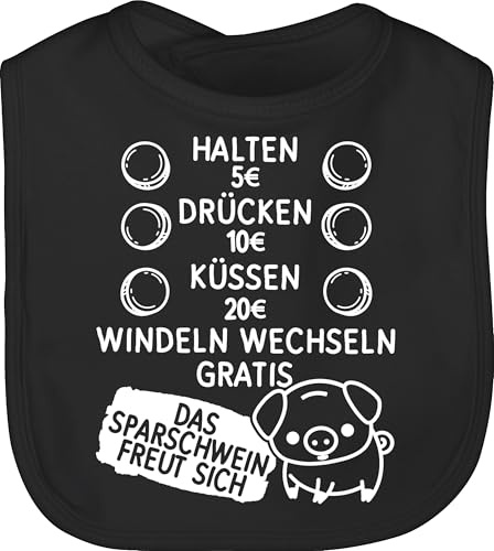 Shirtracer - Baby Lätzchen - Sprüche - Preisliste mit Sparschwein - weiß