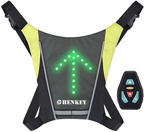 shenkey LED Turn Signal Vest,LED Reflective Vest with Direction Indicator - Remote Control, Turning Lights, Waterproof, USB Rechargeable,Easy Installation for Cycling Safety Warning Light