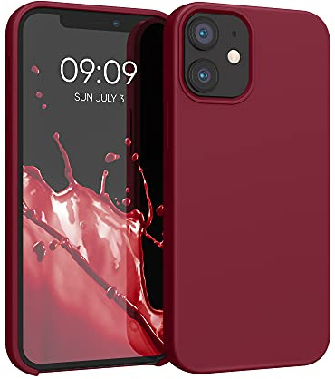 kwmobile Handyhülle für iPhone 12 mini Hülle, für iPhone 12 mini Case - Hülle Silikon - kabelloses Laden - Rhabarber Rot