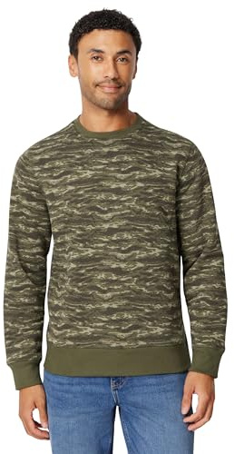 Amazon Essentials Sweat-Shirt à col Rond en Polaire (Grandes Tailles Disponibles) Homme, Vert Camouflage Abstrait, L
